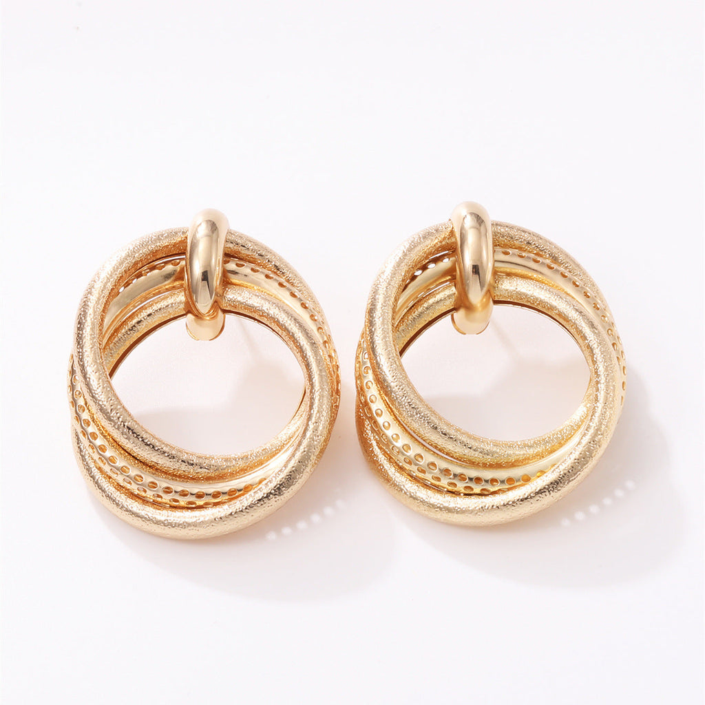 Women's Hanging Earrings with Elegant, Curved Ring Design Fashion Glam