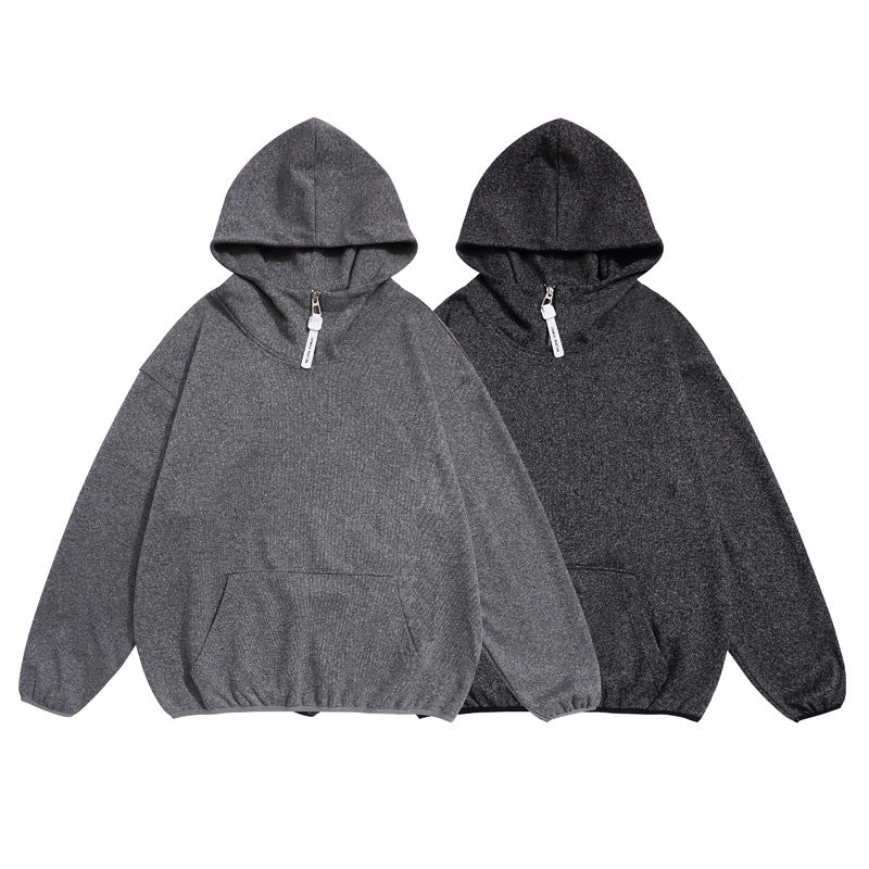 Unisex Cozy Oversized Hoodie with Elastic Hem and Half Zipper Fashion Glam