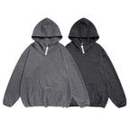 Unisex Cozy Oversized Hoodie with Elastic Hem and Half Zipper Fashion Glam