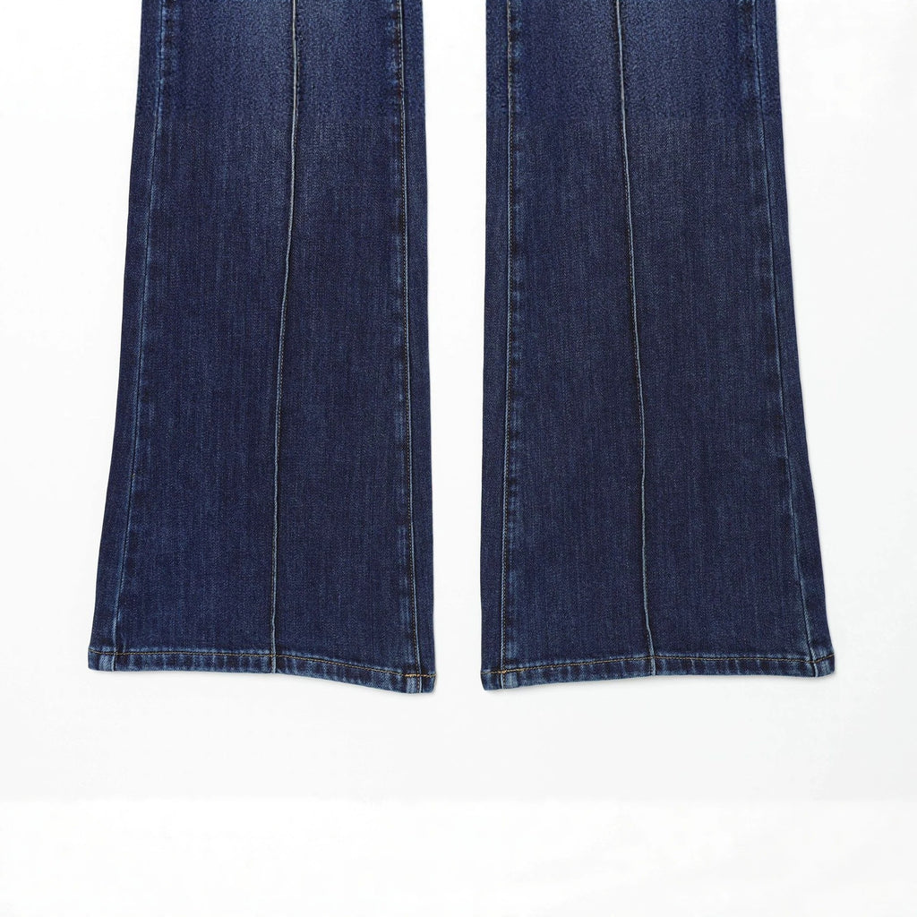 Women's wide high-waist jeans with patch pockets and crease Fashion Glam