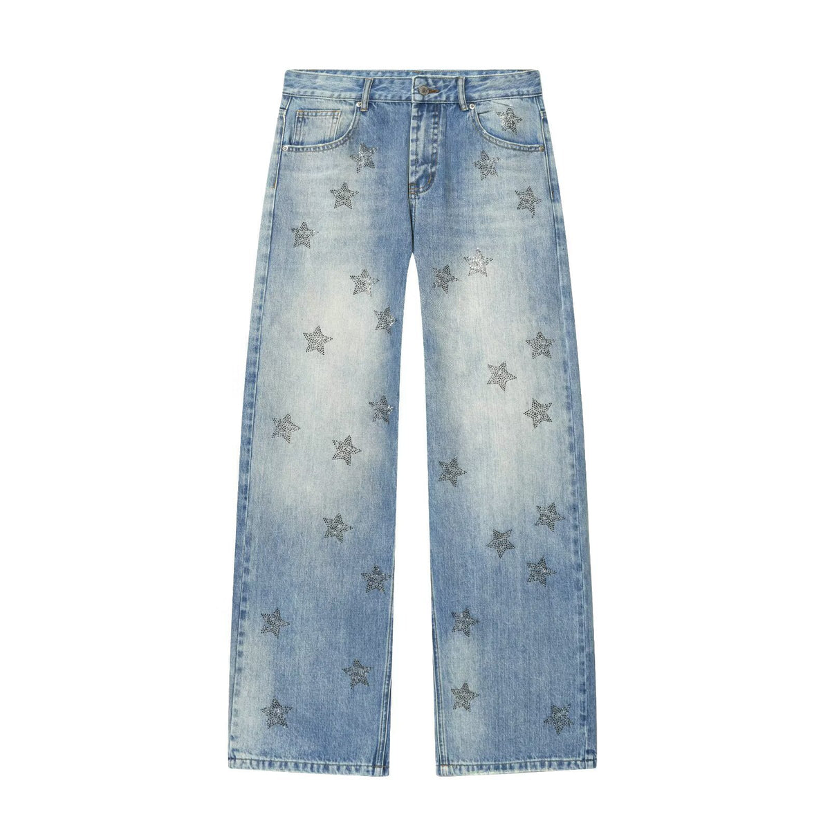 Women’s high-waisted jeans with wide leg and used wash Fashion Glam