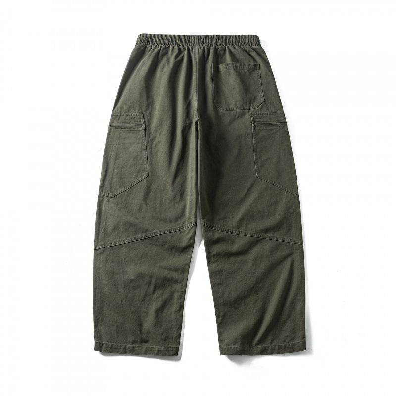 Unisex Wide-Cut Cargo Pants with Elastic Waistband, Drawstring and Utility Pockets Fashion Glam
