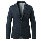 Men's denim blazer with casual cut, patch pockets, and fine lining Fashion Glam