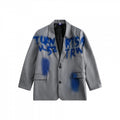 Unisex Oversize Blazer with Graffiti Spray Print, Notch Lapels and Flap Pockets Fashion Glam
