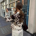 Ladies short-cut western trucker jacket with cow spot look and applied chest pockets Fashion Glam