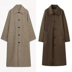 Women's longer minimalist trench coat with checked lining Fashion Glam