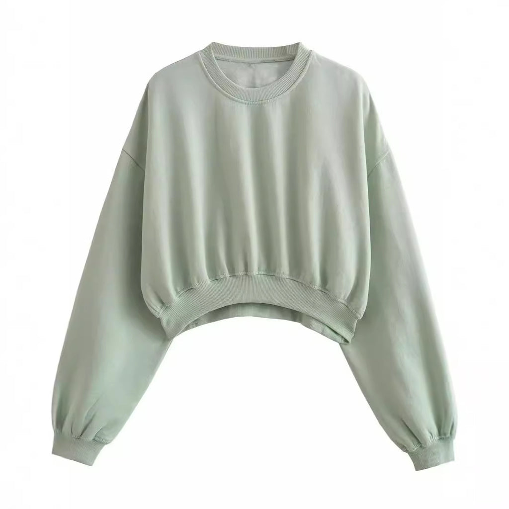 Women's short-cut oversized sweatshirt with dropt shoulders and elastic hem Fashion Glam