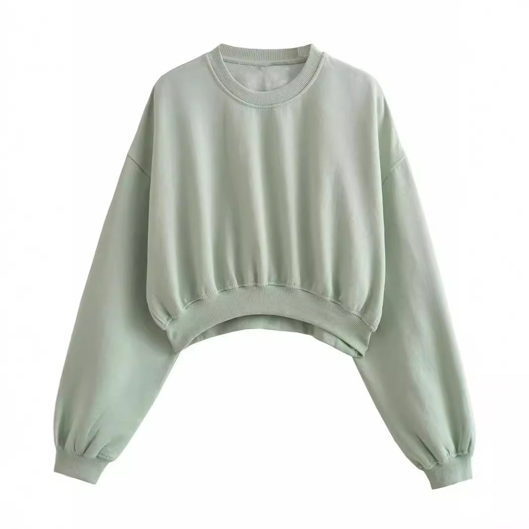 Women's short-cut oversized sweatshirt with dropt shoulders and elastic hem Fashion Glam