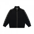 Unisex Short Cut Zip Jacket in Boxy Style with Check Arm Tape and Stand-Up Collar Fashion Glam