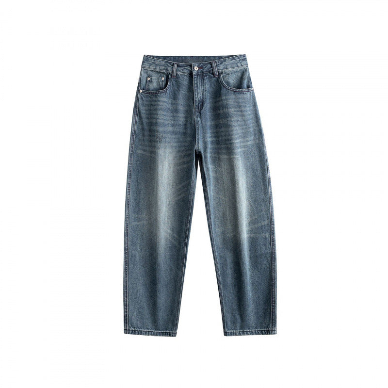 Men's relaxed fit jeans with high waist and used fade Fashion Glam