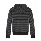 Unisex Striped Hooded Zip Jacket in Double-Breasted Look with Metal Buttons Fashion Glam