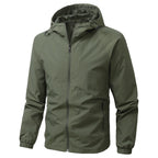Men's Lightweight Windproof Hooded Outdoor Jacket with Full Zipper and Elastic Cuffs Fashion Glam