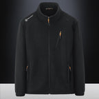 Men's Warm Microfleece Outdoor Jacket with Chest Zipper, Side Pockets and Stand-Up Collar Fashion Glam