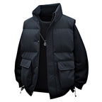 Men's Padded Utility Vest with High Stand Collar and Multi-Functional Pockets Fashion Glam