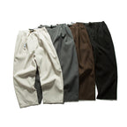 Men's Wide Relaxed Twill Pants with Elastic Waistband, D-Ring Belt, and Pleats Fashion Glam