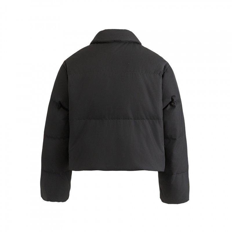 Women's cropped padded transitional jacket in a boxy cut with shirt collar and drawstring Fashion Glam