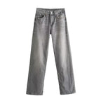 Women's high-waist jeans with straight leg, five-pocket cut and vintage wash Fashion Glam