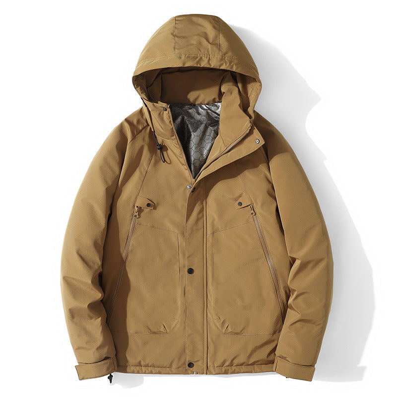 Men's Lightweight Hooded Jacket made of Softshell with Thermal Lining and Minimalist Zip Pockets Fashion Glam