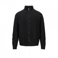 Men's Cable Knit Cardigan with Full Zip and High Ribbed Collar Fashion Glam