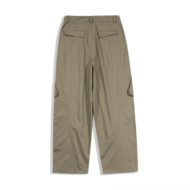 Men's Loose Technical Cargo Pants in Utility Baggy Cut with Asymmetric Flap and Pleat Pockets Fashion Glam