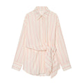 Women's Striped Shirt Blouse with Waist Knot Detail Fashion Glam