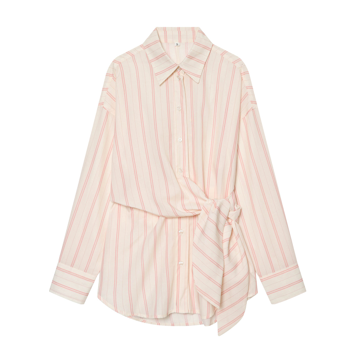 Women's Striped Shirt Blouse with Waist Knot Detail Fashion Glam