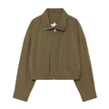 Women’s utilitarian short jacket with zipper and shirt collar Fashion Glam