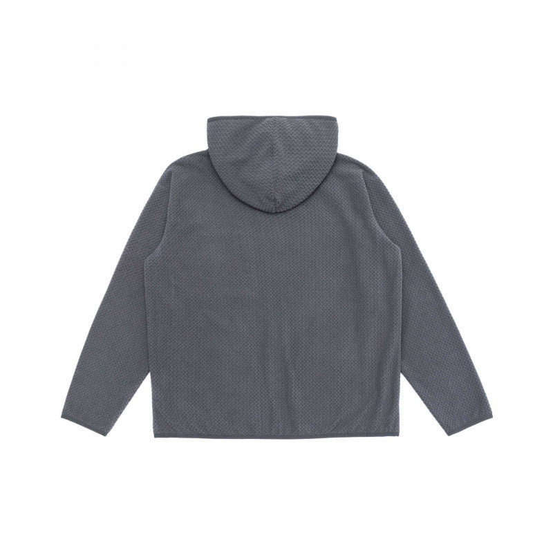 Unisex Hooded Fleece Jacket with Full Zip, Textured Knit and Chest Zip Pocket Fashion Glam