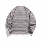 Unisex Striped Oversized Sweater with Lace Collar and Textured Knit Fashion Glam
