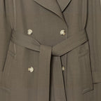 Women's Double-Breasted Trench Coat with Waist Belt and Raglan Sleeves Fashion Glam