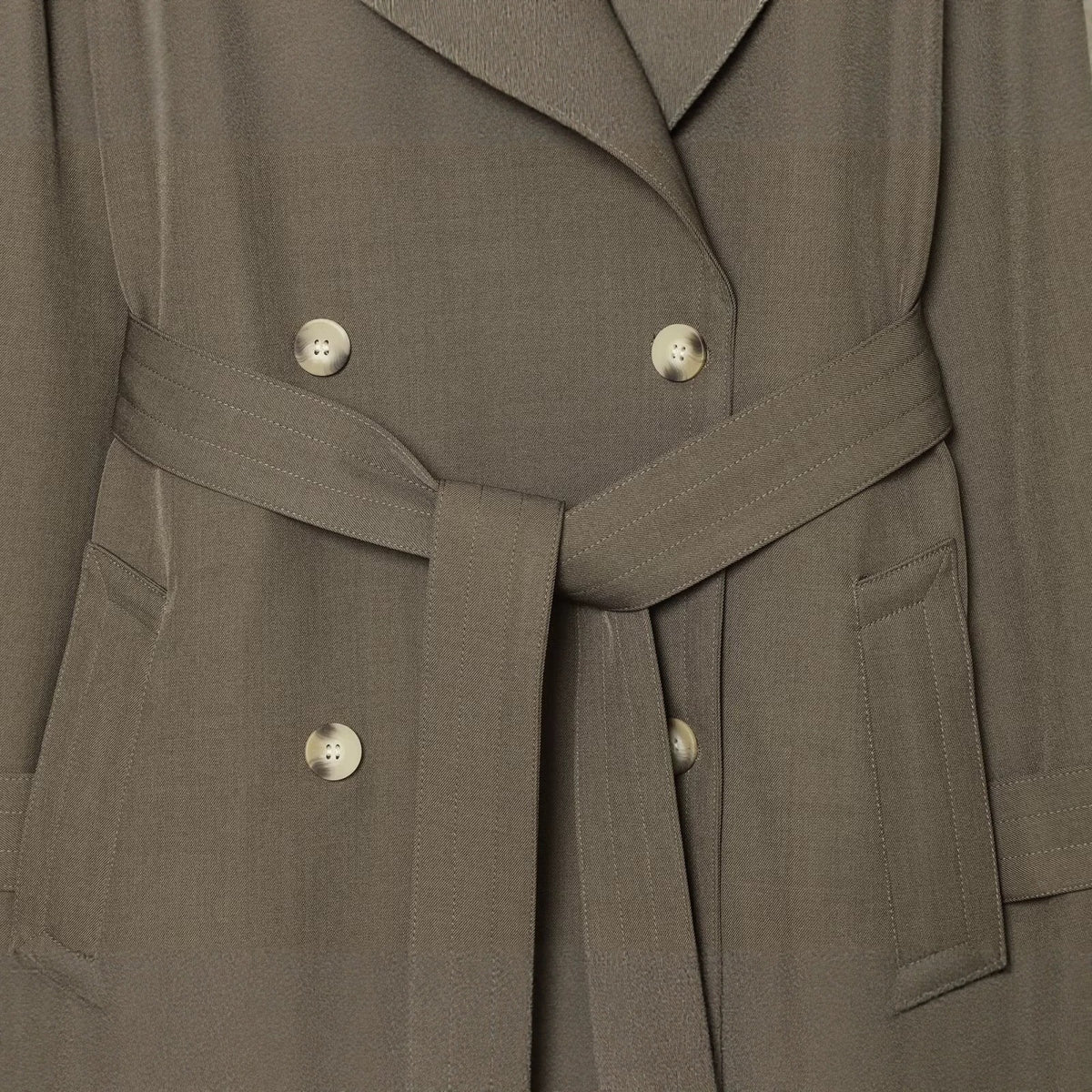Women's Double-Breasted Trench Coat with Waist Belt and Raglan Sleeves Fashion Glam