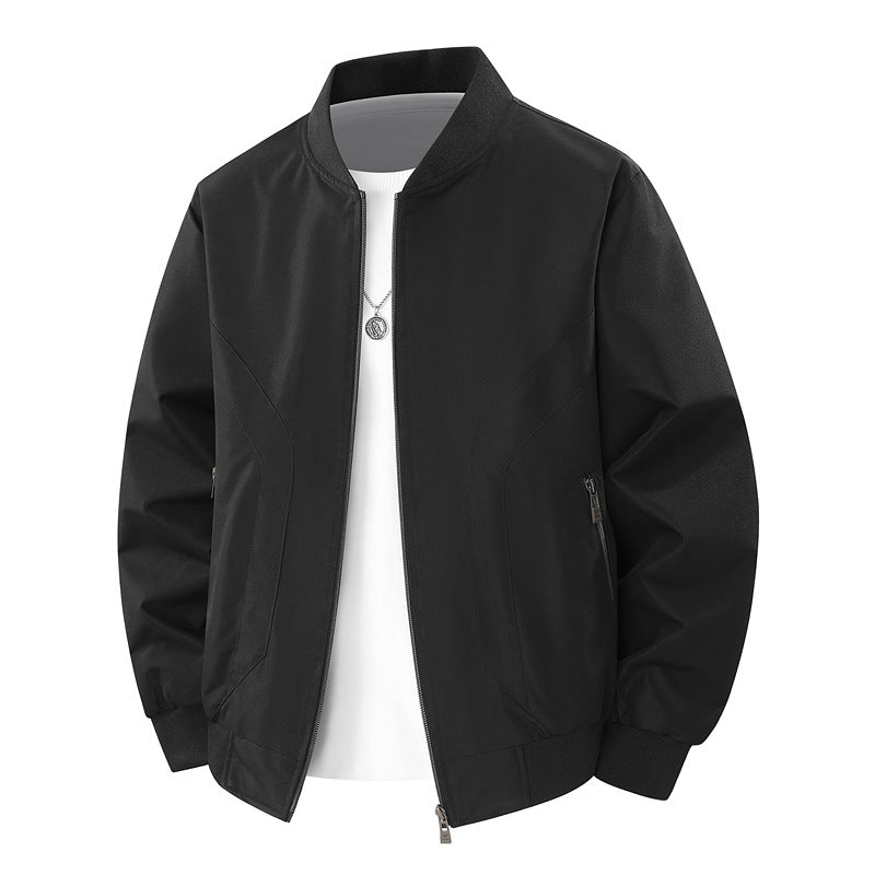 Men's Lightweight Windproof Bomber Jacket with Ribbed Cuffs and Zipper Pockets Fashion Glam