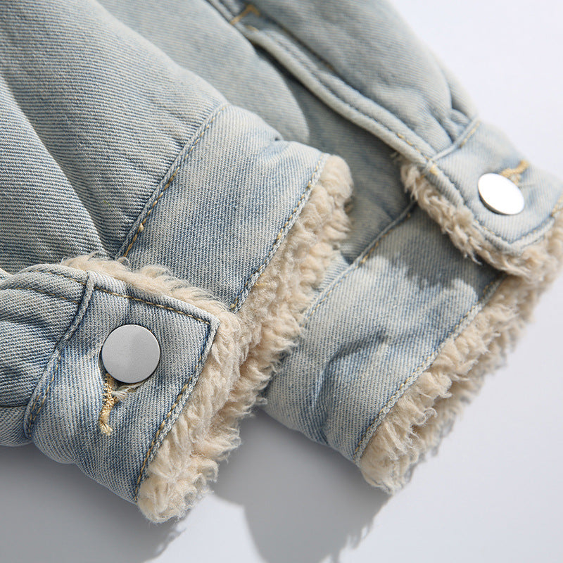 Unisex Oversize Denim Jacket with Teddy Lining and Sherpa Collar Fashion Glam