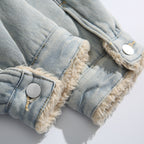 Unisex Oversize Denim Jacket with Teddy Lining and Sherpa Collar Fashion Glam