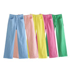 Women's high-waisted wide-cut jeans with wide leg, high waist and raw hem Fashion Glam