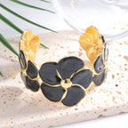Ladies cuff bracelet with elaborate flower pattern Fashion Glam
