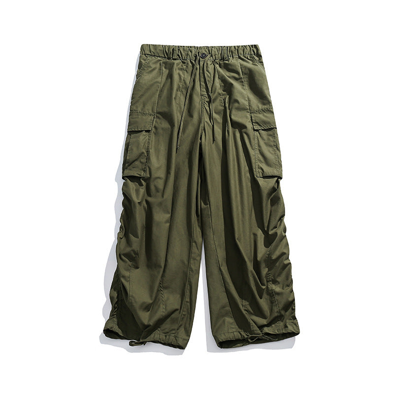 Unisex Loose Cargo Pants with Drawstring Waist, Large Flap Pockets, and Adjustable Hem Fashion Glam