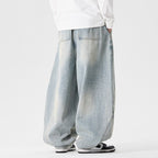 Men's extra-wide baggy jeans with a low crotch, relaxed low-crotch cut, and wide hem Fashion Glam