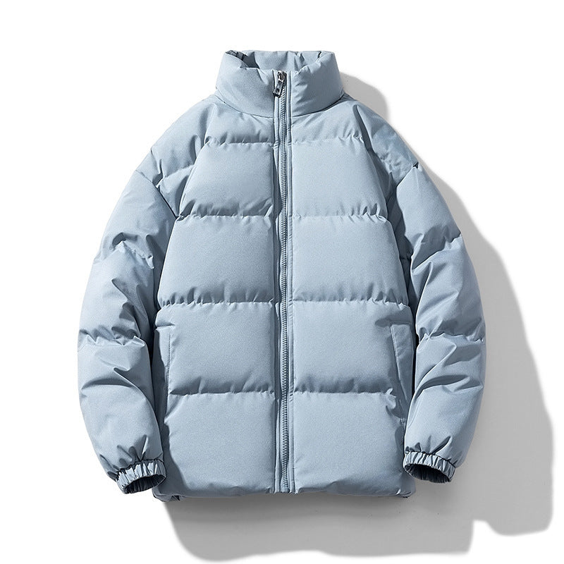 Unisex Lightweight Padded Down Look Puffer Jacket with Stand Collar and Two-Way Zipper Fashion Glam