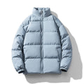 Unisex Lightweight Padded Down Look Puffer Jacket with Stand Collar and Two-Way Zipper Fashion Glam