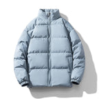 Unisex Lightweight Padded Down Look Puffer Jacket with Stand Collar and Two-Way Zipper Fashion Glam