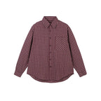 Men's Oversize Checkered Shirt with Rounded Hem and Diagonal Breast Pocket Detail Fashion Glam
