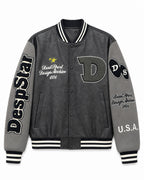 Men's varsity bomber jacket in college style made of faux leather with appliqués Fashion Glam