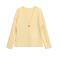 Ladies Fine V-Neck Cardigan with Decorative Button and Boxy Silhouette Fashion Glam