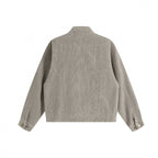 Unisex Cord-Boxy-Jacket with stand-up collar, hidden snap button placket and patch pockets Fashion Glam