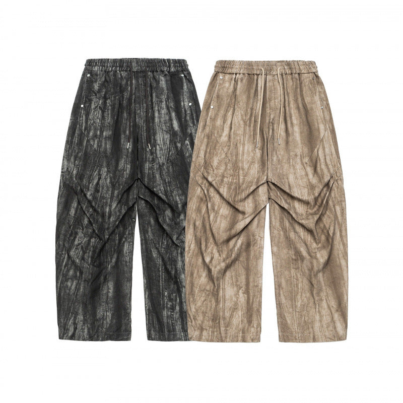 Unisex Wide Cropped Pants with Asymmetrical Layer Inserts, Elastic Waistband, and Coated Structure Fashion Glam