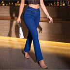 Women Sculpting High-Waist Bootcut Jeans with Sculpting Stretch Waistband Fashion Glam