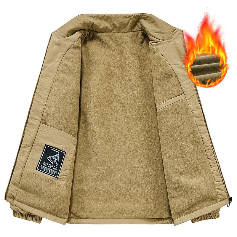Men's lightweight transitional jacket with fleece lining and stand-up collar Fashion Glam