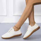Women Lightweight Sneakers with Hand-Stitched Decorative Seam and Flexible Profile Sole Fashion Glam