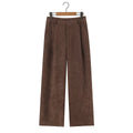 Women High-Waisted Cord Pants with Wide Leg and Pleats Fashion Glam